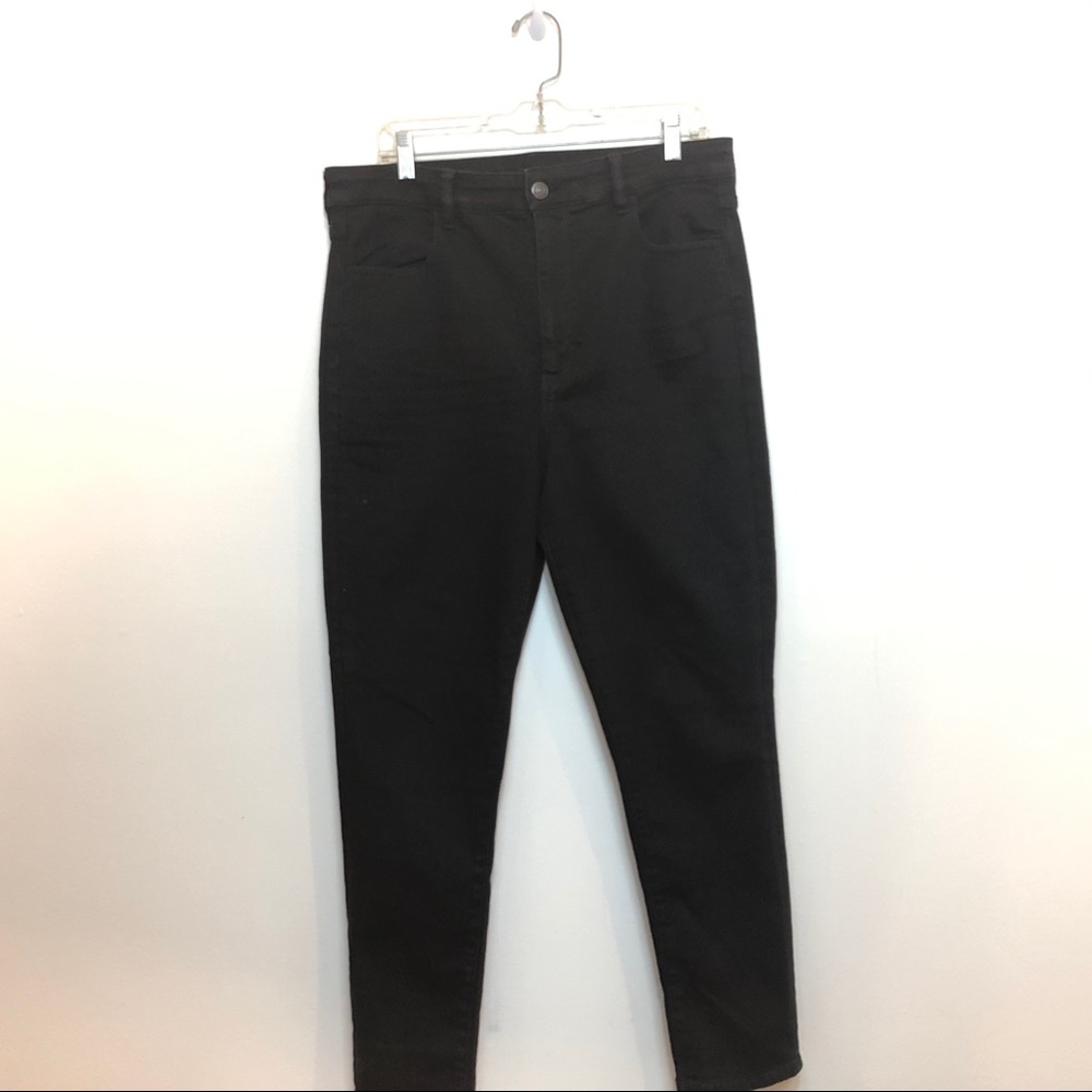 High rise black stretch skinny jeans